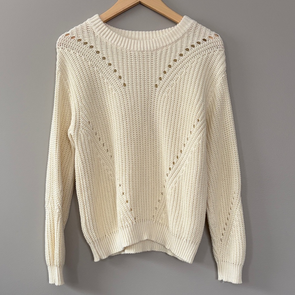 Marine‎ Layer Ramona Crewneck Knit Sweater Size Small Cream Ivory - Picture 2 of 9